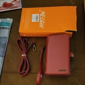 Red iPhone 11 Zipper Wallet Cell Phone Case Pleather